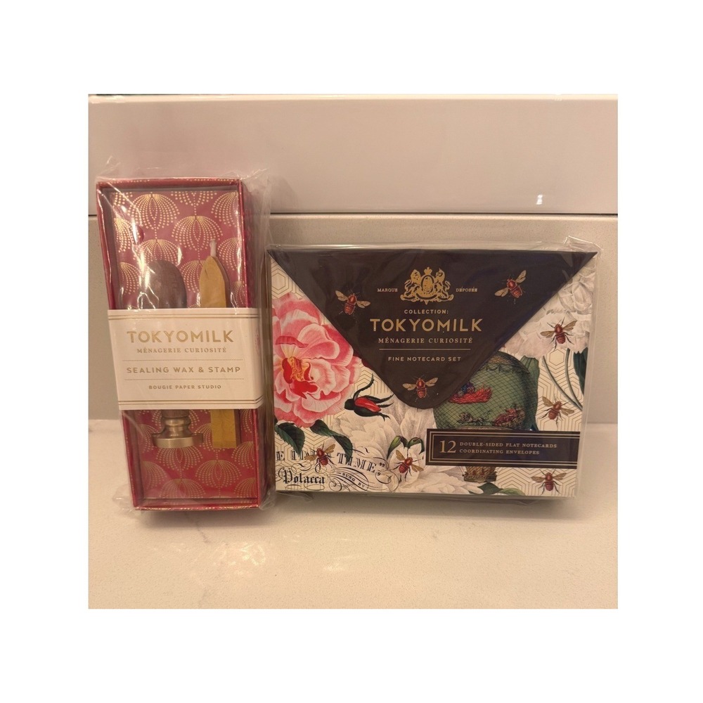 TokyoMilk Sealing‎ Wax Stamp & Menagerie Curiosite Notecard Set Gift Bundle NWT